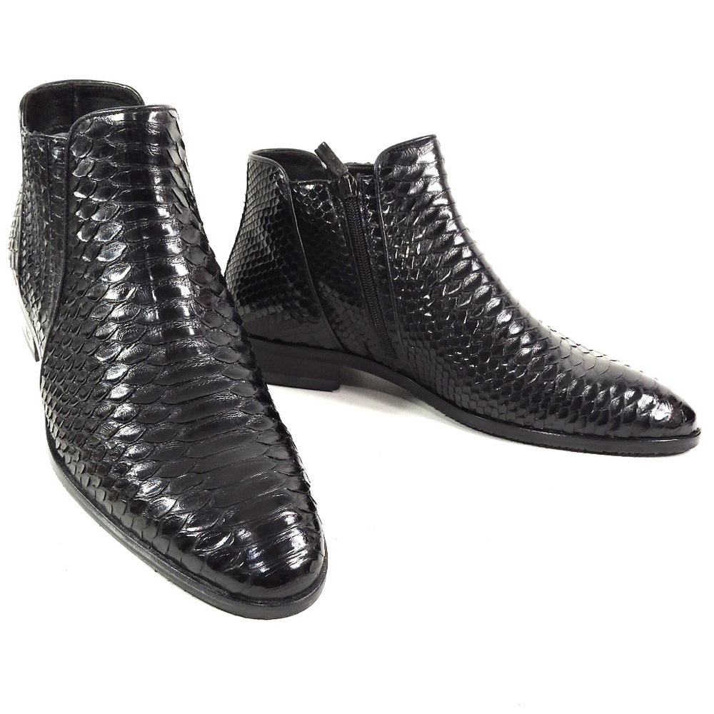 GOODMAN 🇮🇹 MEN'S BLACK SOFT PYTHON LEATHER COMFORT BOOTS